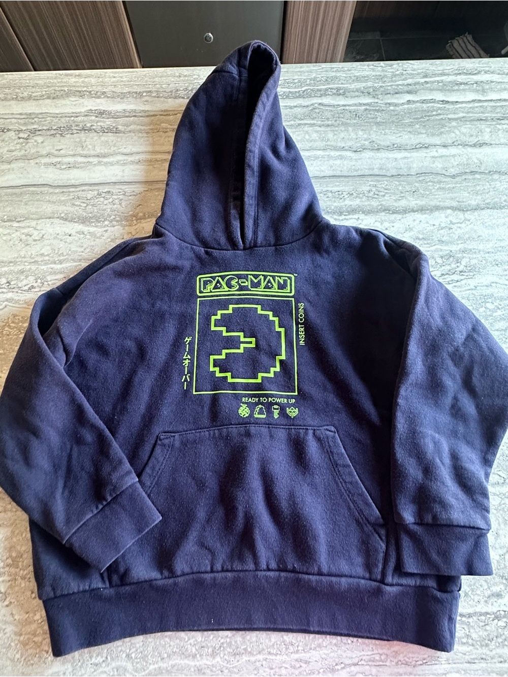 GAP PAC-MAN Neon Pixel Graphic Hooded Sweatshirt, size medium